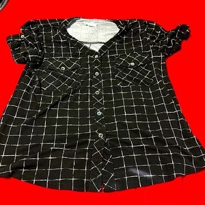 Black beige button down